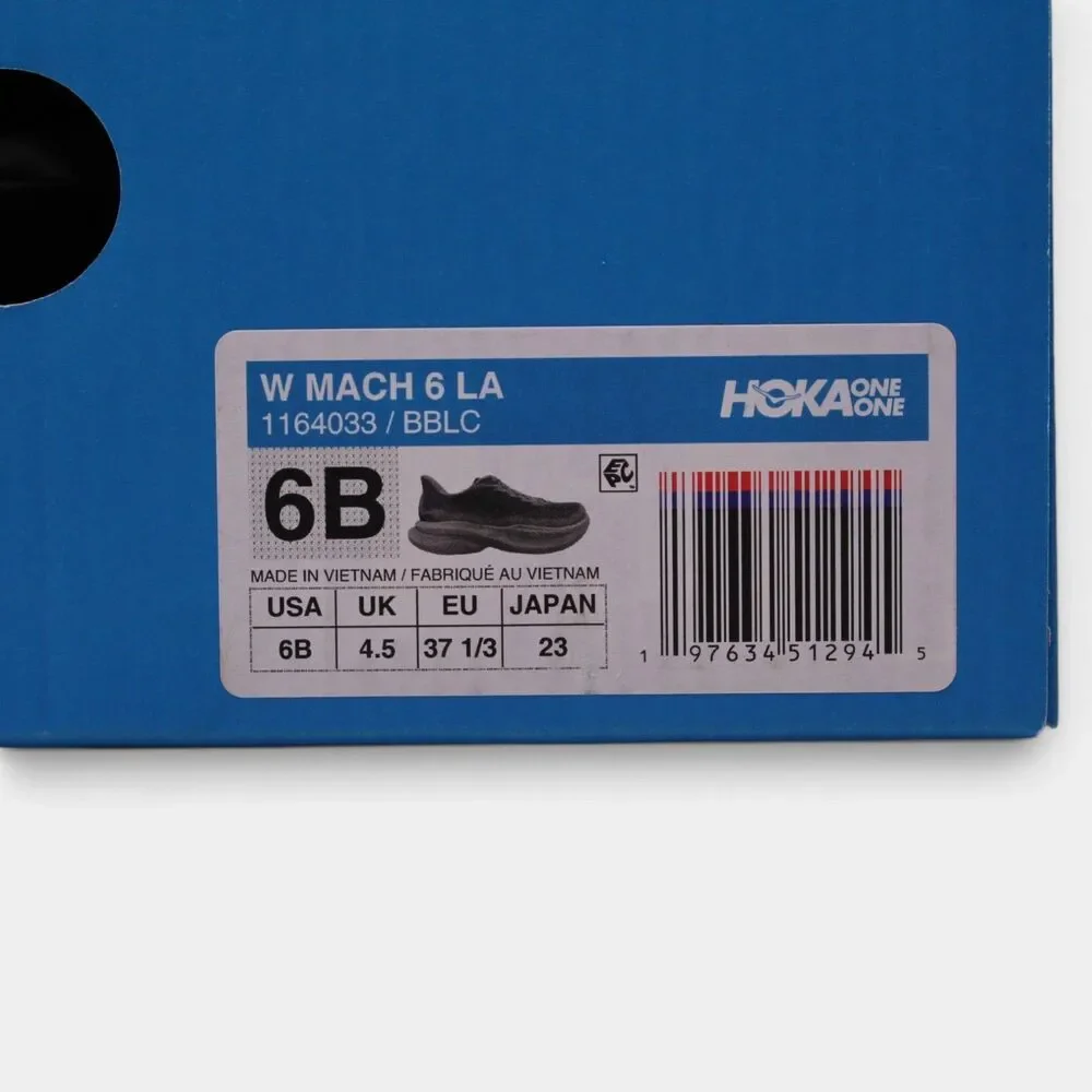 Hoka Mach 6 LA Women's Size 6 B Black Running Shoes New in Box